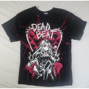 OMOCAT × Hololive Mori Calliope DEAD BEAT AOP Splatter Mens Tshirt Size Large